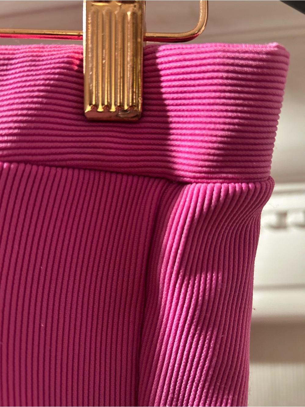Zara Ribbed Hot Pink leggings with Gold Accent
